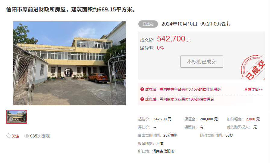 信陽(yáng)市原前進(jìn)財(cái)政所房屋處置拍賣(mài)會(huì)